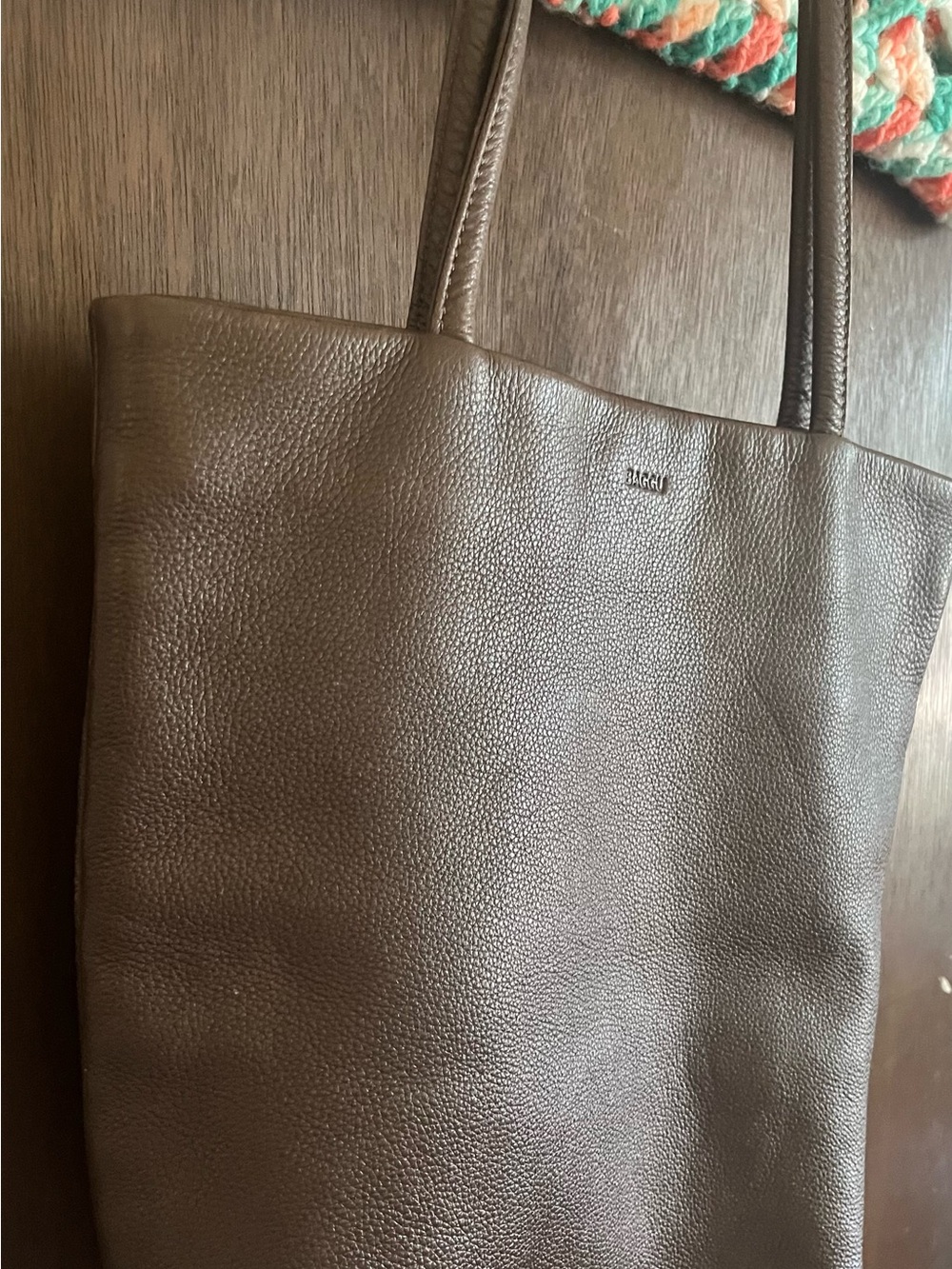 BAGGU Dark Brown Pebbled Leather Shoulder Bag - Picture 2 of 7
